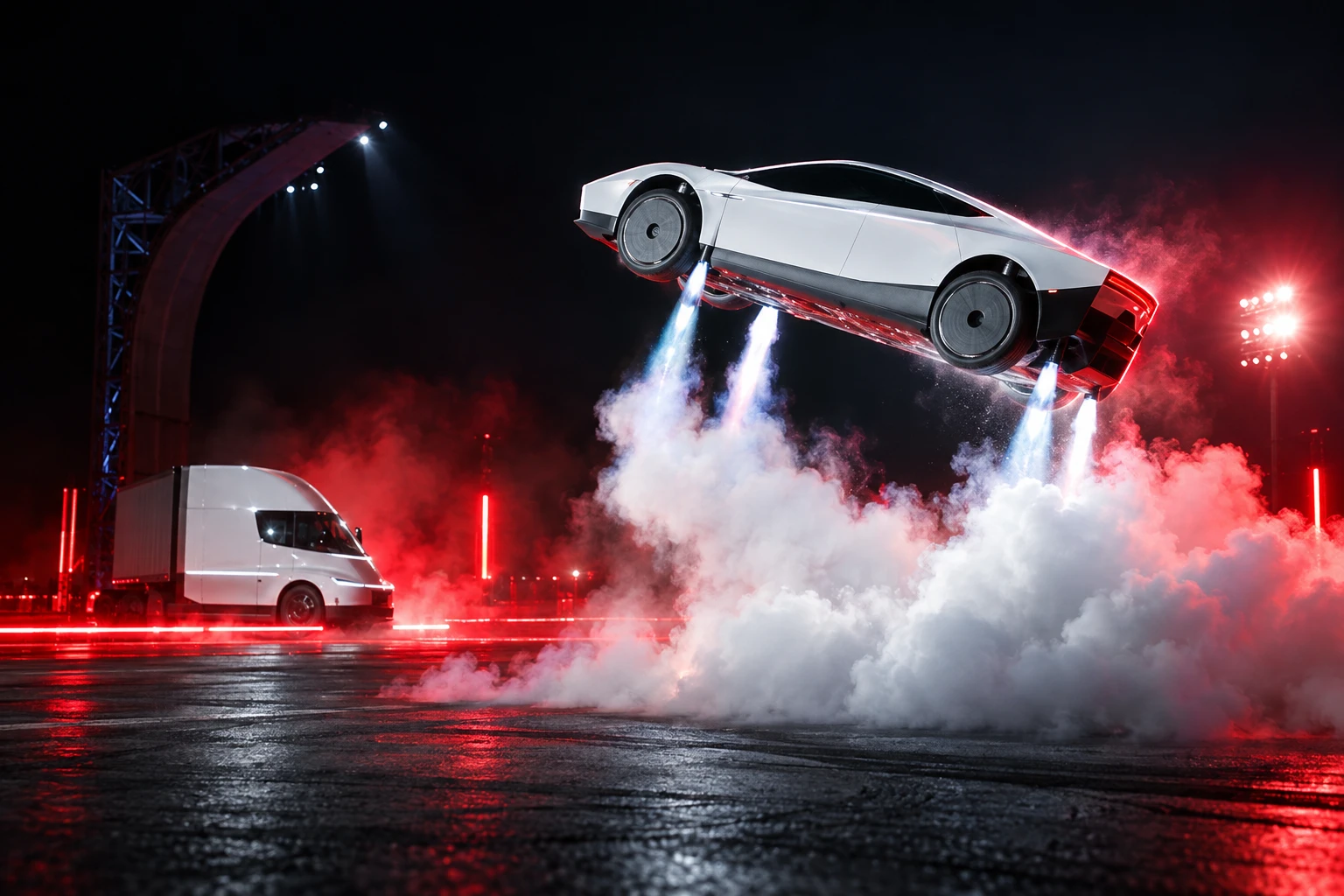 Tesla Roadster flying thrusters McGregor 2028 production
